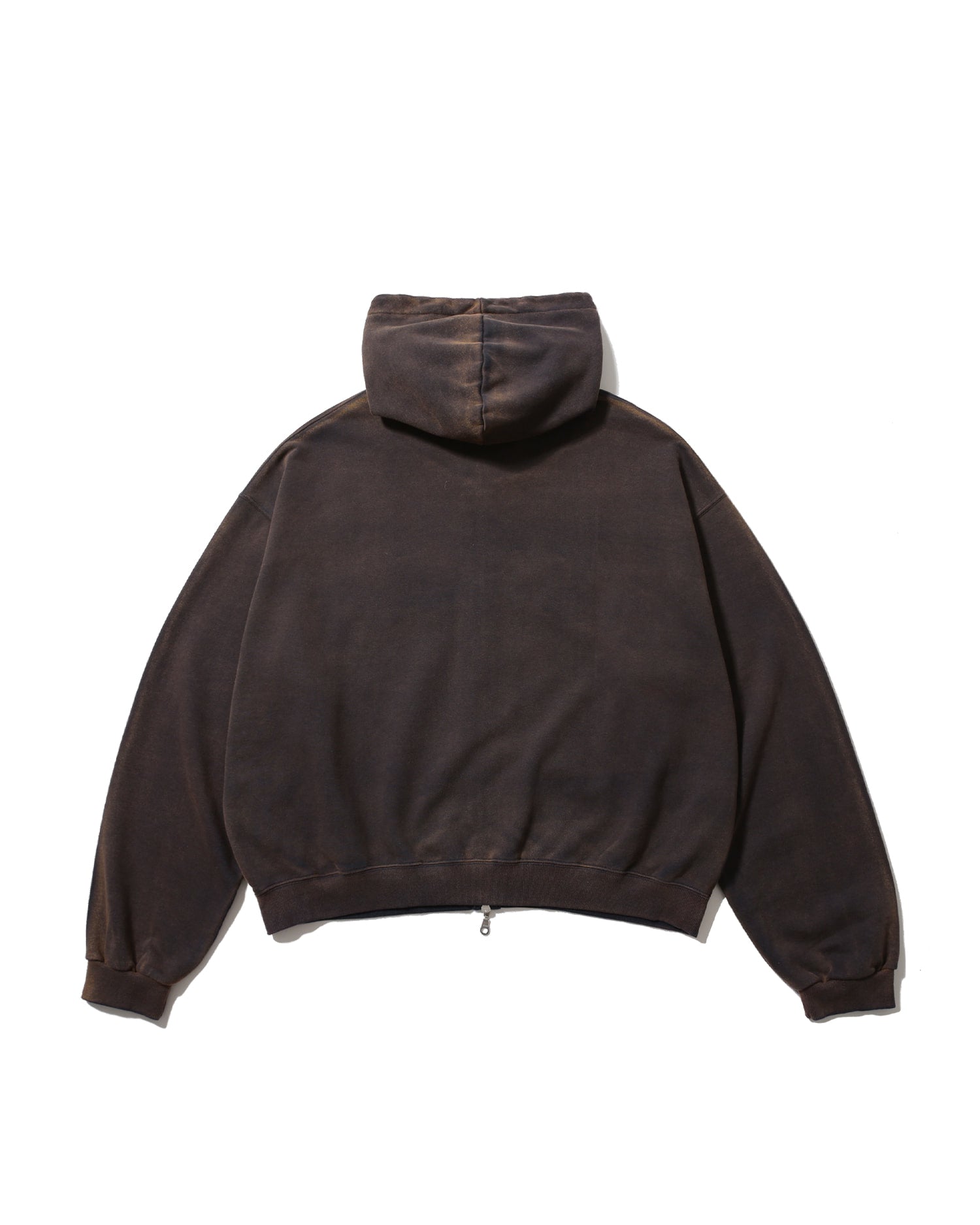 貼布刺繡拉鍊水洗連帽外套（水洗咖）