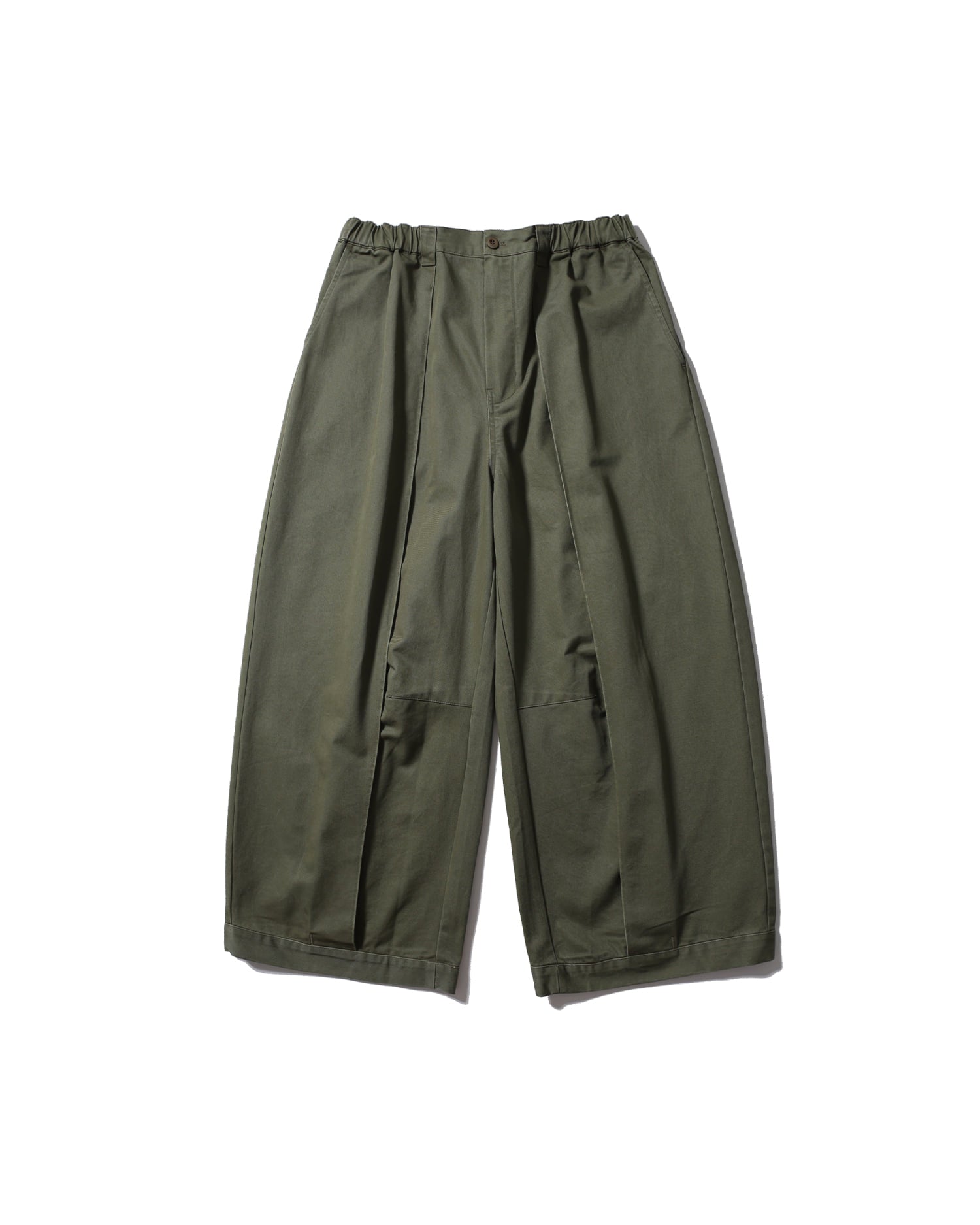 深摺寬版卡其長褲（卡其色）