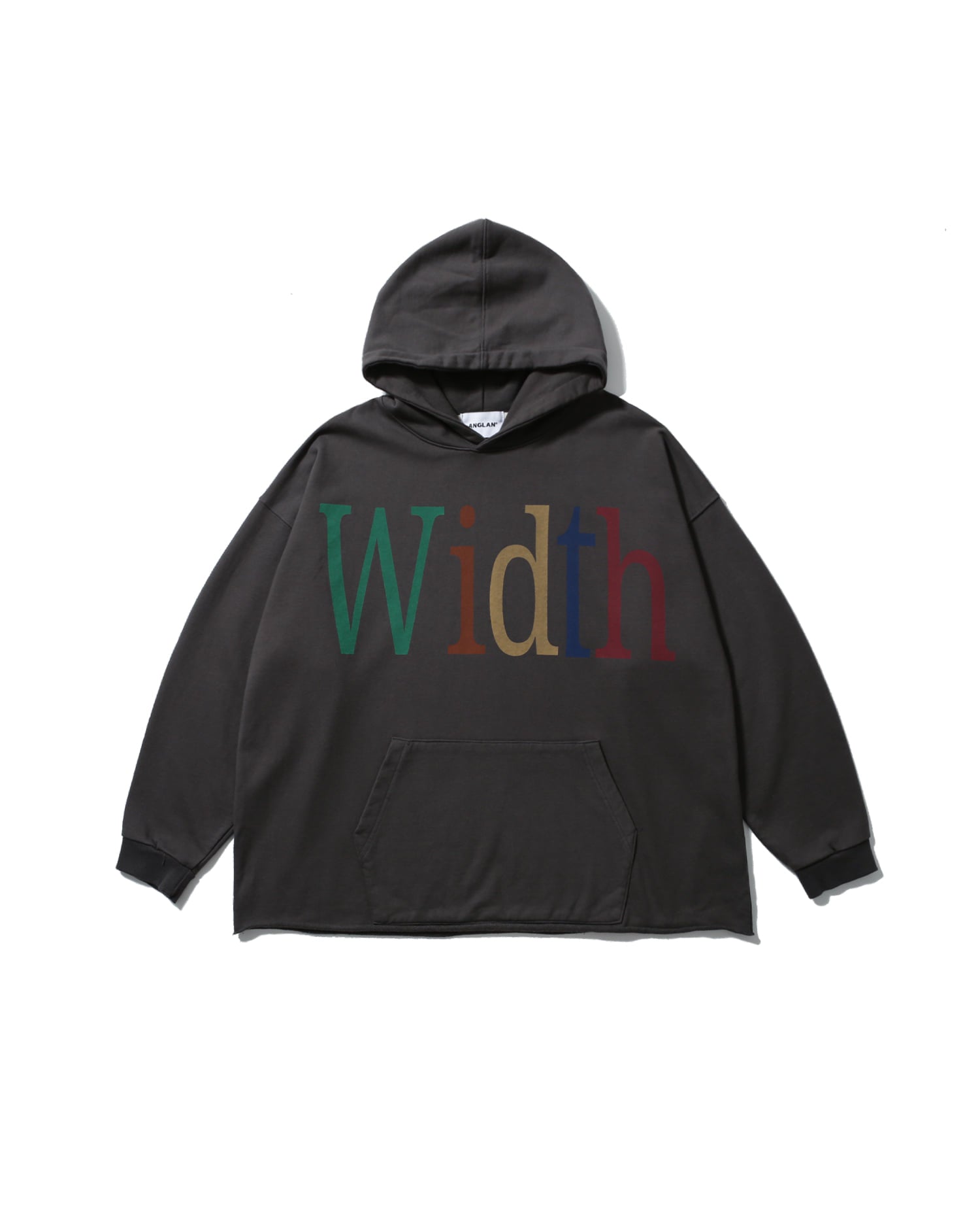 Width 字樣印花連帽上衣（深炭灰）