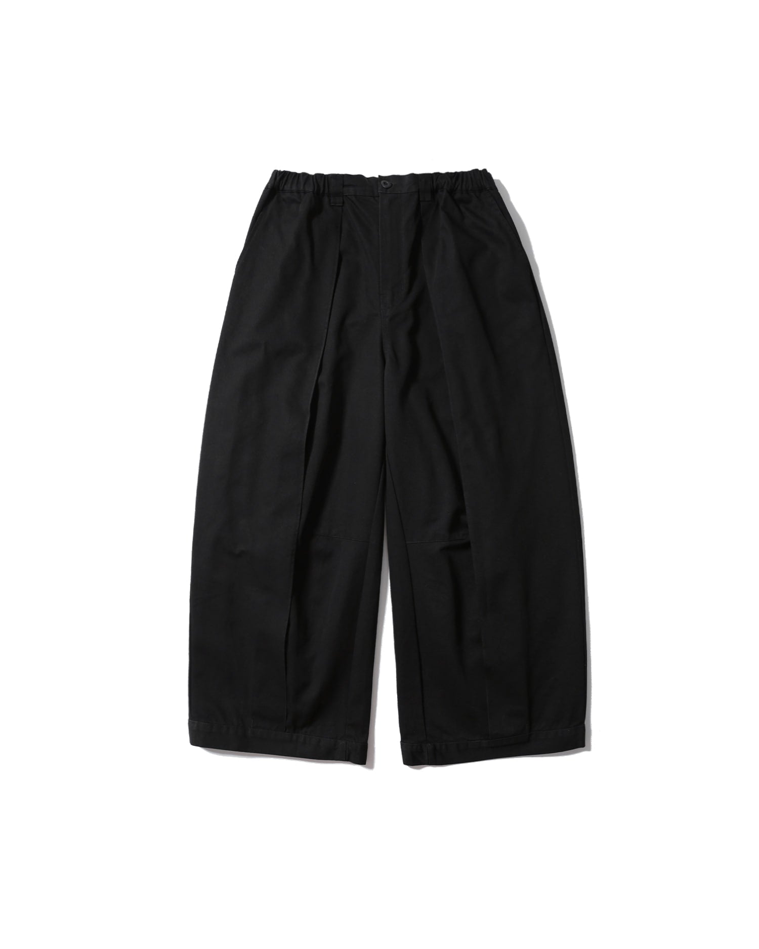 深摺寬版卡其長褲（黑色）