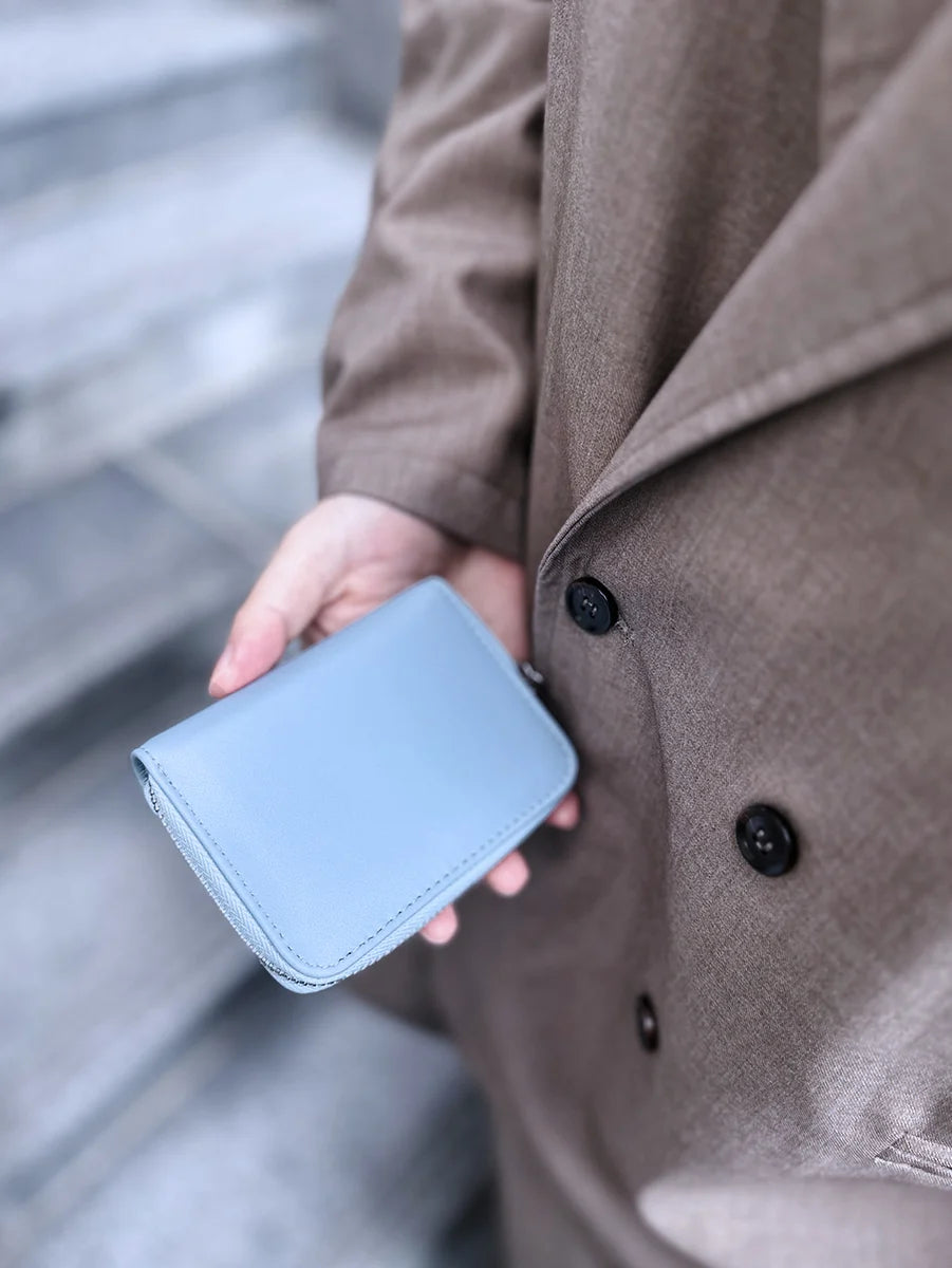 韓製真皮【Max Wallet 超容短夾】天藍色